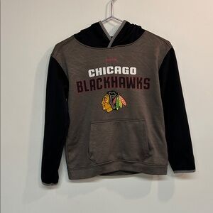Reebok Black and Gray Chicago Blackhawks Sweatshirt